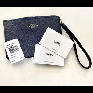 COACH leather wristlet (Midnight Blue)
